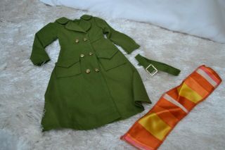 Vtg Clothes Ideal Crissy For Crissy Doll Family - Trench Coat,  Belt And Scarf