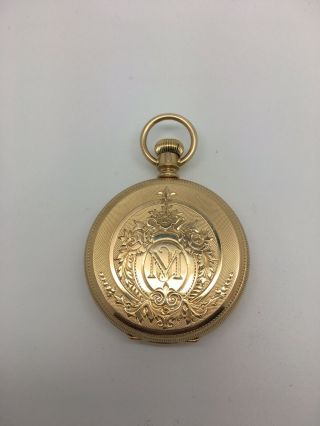 1881 A.  W.  Co.  Waltham 14k Gold Pocket Watch 1541586 Engraved 1883