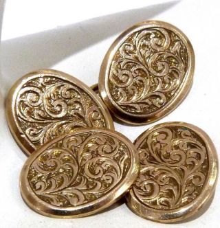 Antique Victorian 1900s 9ct Rose Rolled Gold Oval Chain Cufflinks Scrap Wear,