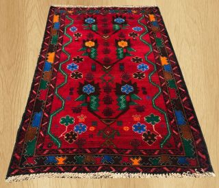 Authentic Hand Knotted Vintage Afghan Adras Khan Balouch Wool Area Rug 4.  5 X 3.  0