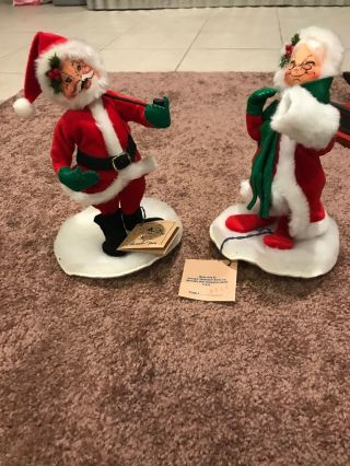 Annalee Dolls Christmas Mr & Mrs Clause Set Vintage Antique Collectible Rare