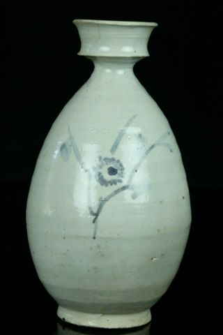Aug086 Korean Blue&white Porcelain Bottle Flower Design Tokkuri