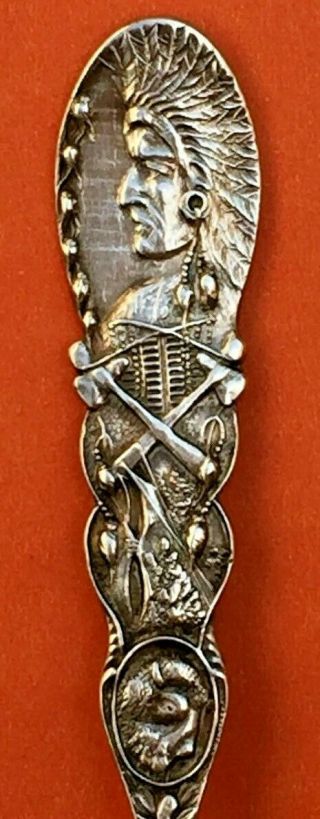 Indian Chief Lewiston Idaho Sterling Silver Souvenir Spoon
