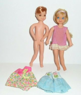 1965 Mattel Tutti And Todd Doll Barbie Family Bendable