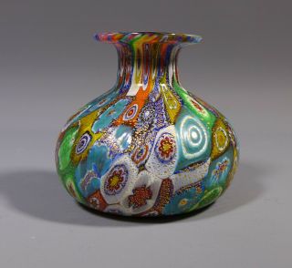 Fine Antique Miniature Venetian Murano Millefiori Globular Glass Vase