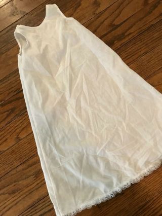 Vintage Antique Doll Dress Sleeping Gown Nightgown White Cotton Lace Trim 21 " L