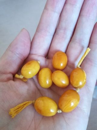 Antique Egg Yolk Amber Beads Loose 11 2