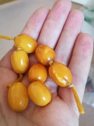 Antique Egg Yolk Amber Beads Loose 11 3