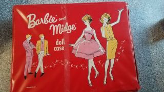 Vintage Mattel 1963 Large Red Barbie And Midge Doll Case