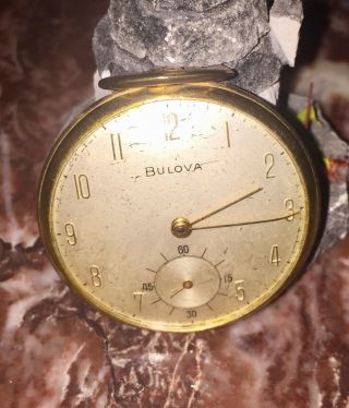 Vintage Bulova Gold - Plated Pocket Watch