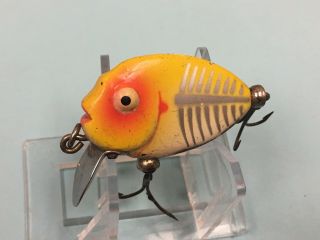 Vintage Heddon Tiny Punkinseed Fishing Lure Yellow Shore Xry Old Bass Tackle