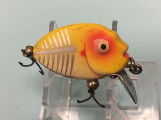 Vintage HEDDON TINY PUNKINSEED Fishing Lure Yellow Shore Xry Old Bass Tackle 2