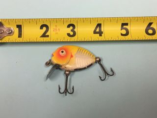 Vintage HEDDON TINY PUNKINSEED Fishing Lure Yellow Shore Xry Old Bass Tackle 3
