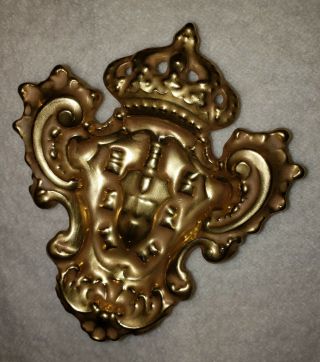 Antique Va Vista Alegre Portugal Crown Crest Trinket Dish 24kt Gold Coated