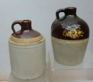 Two Small Pottery Jugs - Two Tone Glaze - Pint Size - 1 Macomb - 1910 - 1920s