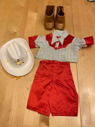 Vintage Cabbage Patch Kids Outfit Red Silver Western Cowboy Boots Hat