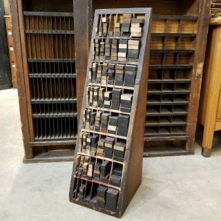 Antique Hamilton Wood Type Printers Letterpress Furniture Reglet Cabinet Reglets