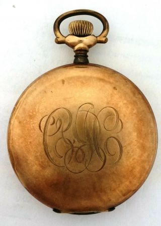 Antique Elgin 17 Jewel Monogrammed Mens Pocket Watch Size 16s Circa 1915