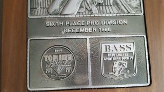 Vintage B.  A.  S.  S.  Fishing Trophy Plaque: 6th place 1988 Top 100 BASS Pro - Am 4
