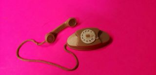Vintage Barbie Accessory Brown Princess Style Telephone With Plastic Dial