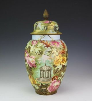 Large Antique Royal Bonn German Porcelain Floral Decorated Tapestry Urn Vase Jlb