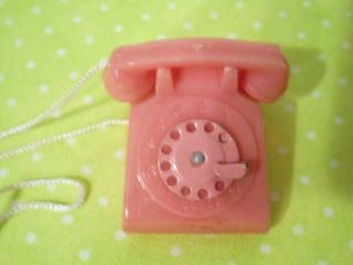 Vintage Barbie Suburban Shopper 969 Minty Pink Telephone Metal Rotary Dial