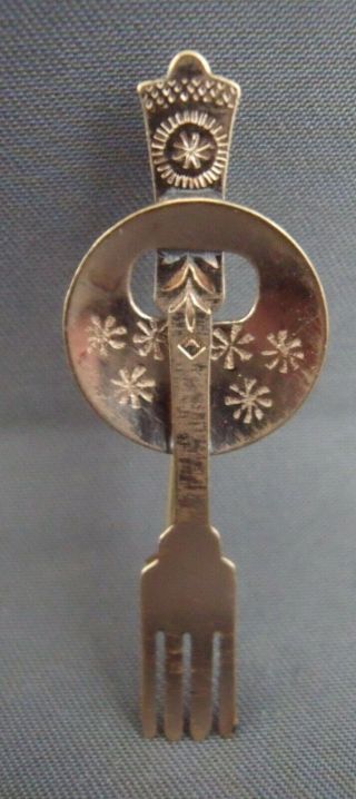 Antique Victorian Gold Wash Over Silver Fork Brooch Pin