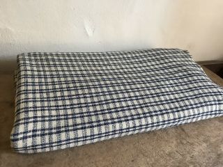 19th C Early Antique Indigo Blue Center Seam Homespun Wool Blanket Textile Aafa
