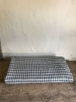 19th C Early Antique Indigo Blue Center Seam Homespun Wool Blanket Textile AAFA 2