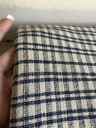 19th C Early Antique Indigo Blue Center Seam Homespun Wool Blanket Textile AAFA 3