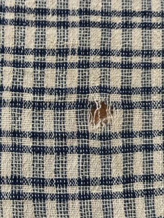 19th C Early Antique Indigo Blue Center Seam Homespun Wool Blanket Textile AAFA 8
