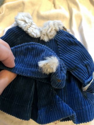 Factory Made? 1930’s Fur & Corduroy Doll Coat Hat For 13” Compo Shirley Temple 8
