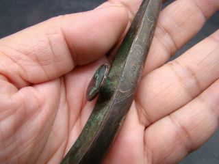 Chinese Han Dynasty (206BC - 220AD) bronze inlaid gold & silver belt hook v251 11