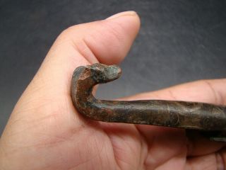 Chinese Han Dynasty (206BC - 220AD) bronze inlaid gold & silver belt hook v251 9