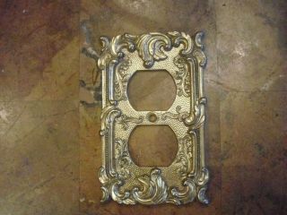 Vintage Antique Brass Electrical Wall Plate Outlet Cover