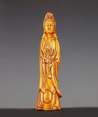 Marvelous Rare Old Chinese Hand Carving Guanyin Kwan Yin Statue Boxwood Us021