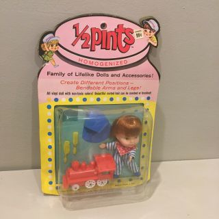 Vintage Liddle Kiddle Clone Boy Doll Train Engineer 1/2 Pint My Toy Mij 60 