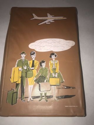 Vintage REMCO 1960s LITTLECHAP DOLL CASE Suitcase Trunk Family Airplane Brown 2