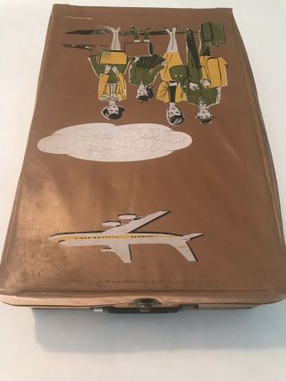 Vintage REMCO 1960s LITTLECHAP DOLL CASE Suitcase Trunk Family Airplane Brown 6