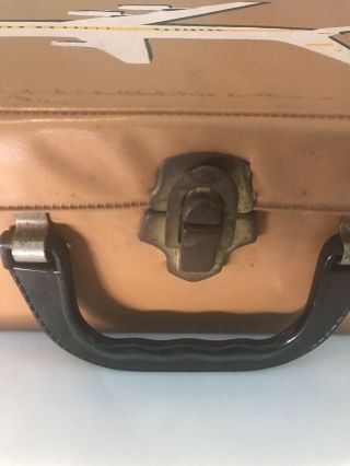 Vintage REMCO 1960s LITTLECHAP DOLL CASE Suitcase Trunk Family Airplane Brown 8