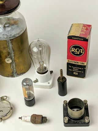 Antique Scientific Lab Assortment of Parts,  Tubes Jar,  Bulb,  Socket Experimenter 2