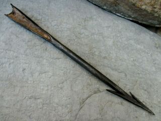 True Antique Primitive Handmade In Iron Harpoon Hunting Spear Fishing Three Barb