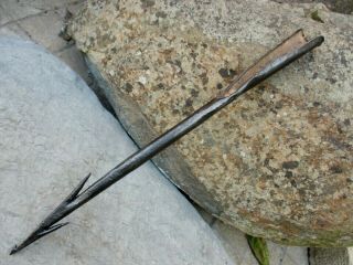True Antique Primitive Handmade in Iron Harpoon Hunting Spear Fishing Three Barb 3