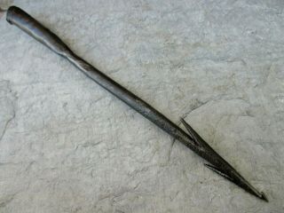 True Antique Primitive Handmade in Iron Harpoon Hunting Spear Fishing Three Barb 7