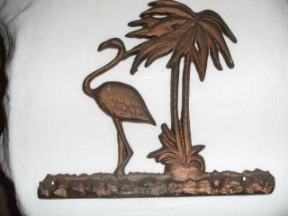 Vintage Cast Iron Palm Trees & Flamingo Measures About 12 " X 10 3/4 " Estate Find
