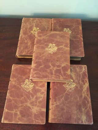 Antique All Leather Books Set Of 5 -