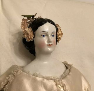 Antique Rare 18” Jenny Lind Civil War Era German China Doll Wedding Dress