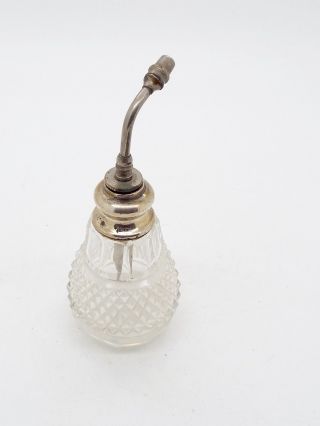 Antique Sterling Silver Collar Cut Glass Perfume Bottle