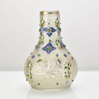 Fine Antique Bohemian Moser Enameled Glass Hookah Base Islamic Turkish Ottoman