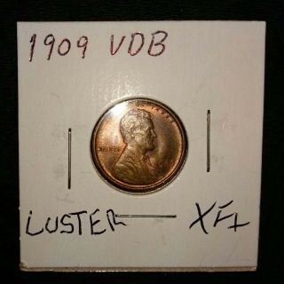 Xf 1909 Vdb Lincoln Cent Antique Penny Vintage Coin Red Luster V6